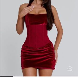 AGOLDE VELVET MINI DRESS BURGUNDY